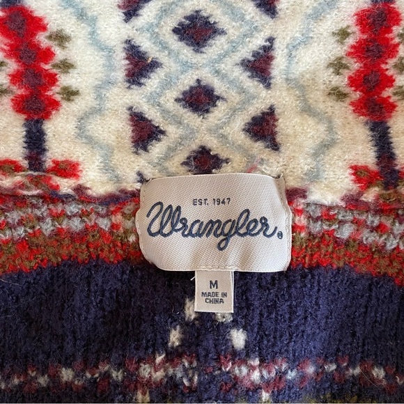 Wrangler Open Front Cardigan Sweater Aztec Tribal Print Western Cozy Soft Medium - Picture 5 of 8